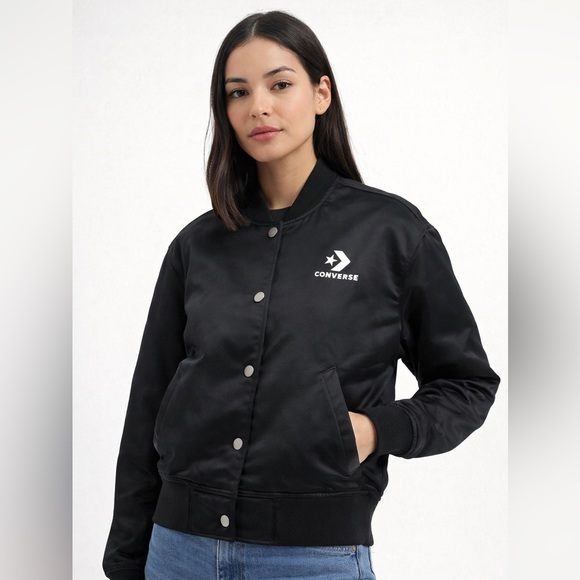 Converse Jackets & Blazers - Converse Black Jacket with White Logo Bomber